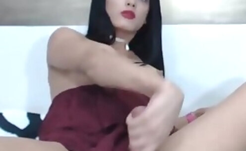 Beautiful busty trans with a huge cock