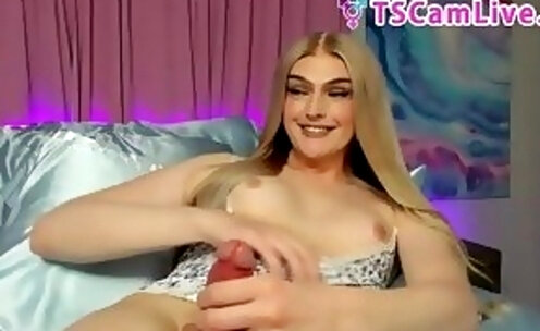 Captivating Blonde SheBoy Nice Prick Live at Webcam Part 2