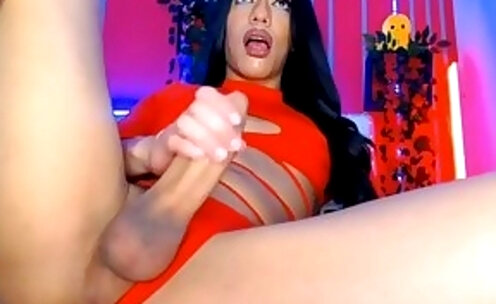 Shemale Shows Off Her Massive cock on Camera