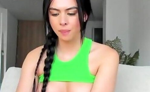 big boobs latina shemale babe jerks off her big sheshaft on webcam