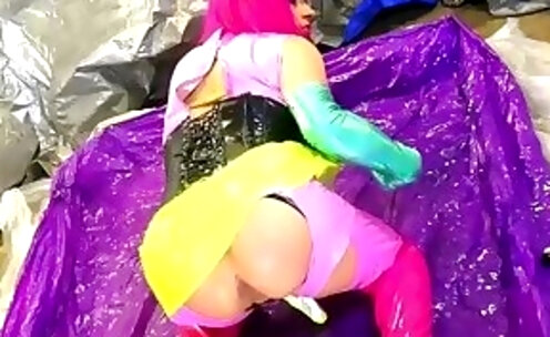 Nasty Sissy bitch in Slime self fuck with big dildo
