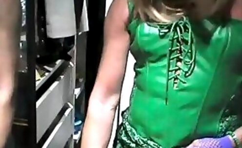 Green leather basque